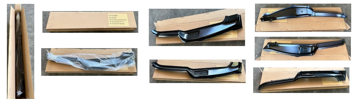 Ford Truck REAR DOOR "B" PILLAR,ASSY 67-72 RH (STEEL)(PTD-BLACK)