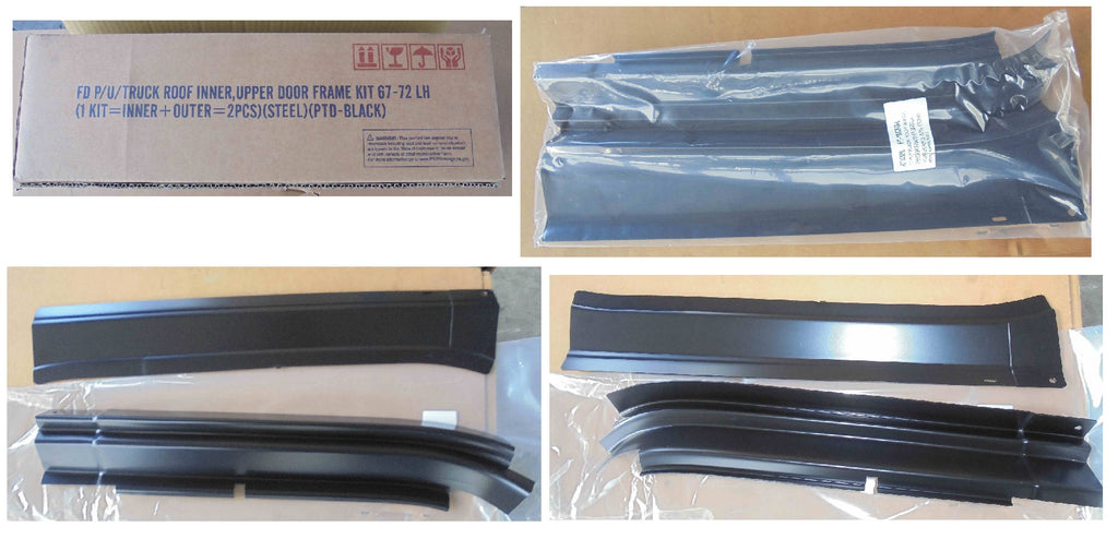 Ford Truck ROOF INNER,UPPER DOOR FRAME KIT 67-72 LH (1 KIT=INNER+OUTER=2PCS)(STEEL)(PTD-BLACK)