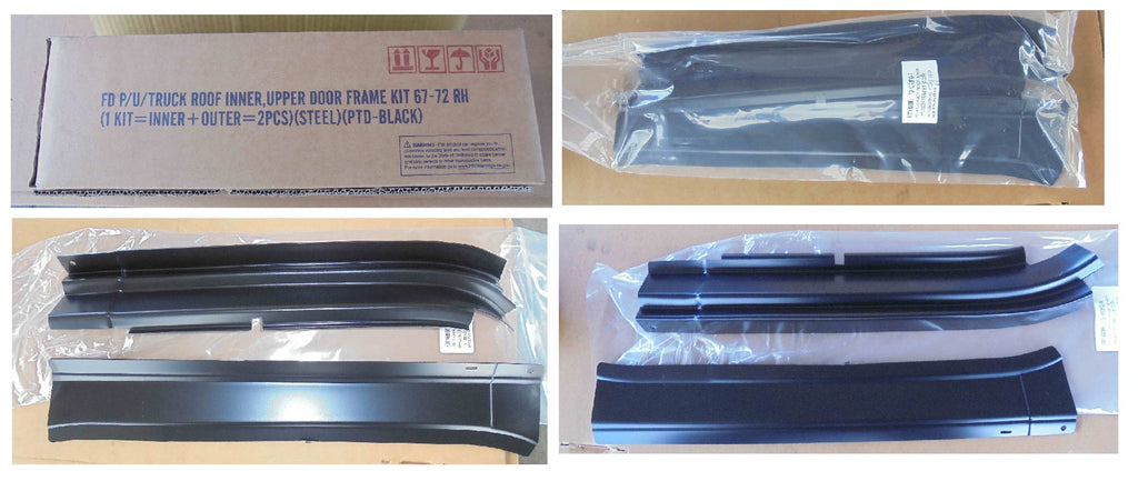 Ford Truck ROOF INNER,UPPER DOOR FRAME KIT 67-72 RH (1 KIT=INNER+OUTER=2PCS)(STEEL)(PTD-BLACK)