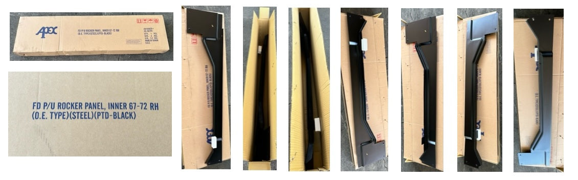 Ford Truck ROCKER PANEL,INNER 67-72 RH (O.E. TYPE)(STEEL)(PTD-BLACK)