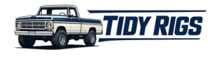 Logo of Tidy Rigs with a vintage truck on a white background